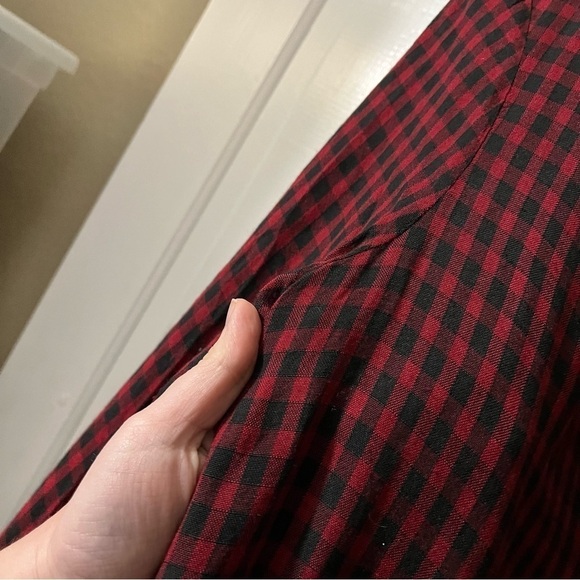 Rails Raine Garnet Ash Check Shirt Dress Long Sleeve Red Black Small K2 - Picture 10 of 13